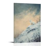 HQYXMSLL An Arctic Fox on A Snow-covered Hill Under A Fading Flemish-style Sky Decorative Modern Mural - Wall Art Hanging Poster 16x24inch(40x60cm)