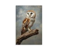 HQYXMSLL An Owl Perched on An Ancient Branch Beneath A Renaissance Sky, Its Feathers Finely Detailed in Oils Decorative Modern Mural - Wall Art Hanging Poster 24x36inch(60x90cm)