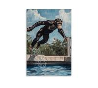 HQYXMSLL Animal Oil Painting- A Chimpanzee Executing A Perfect Dive from A High Platform Into A Pool. Decorative Modern Mural - Wall Art Hanging Poster 08x12inch(20x30cm)