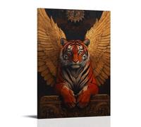 HQYXMSLL Animal Oil Painting A Crimson Tiger With Wings of Gold Guards The Gate to The Spirit World Decorative Modern Mural - Wall Art Hanging Poster 12x18inch(30x45cm)