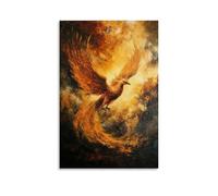 HQYXMSLL Animal Oil Painting A Golden Phoenix Emerges from The Ashes Amid A Dawn of Fire And Rebirth Decorative Modern Mural - Wall Art Hanging Poster 20x30inch(50x75cm)