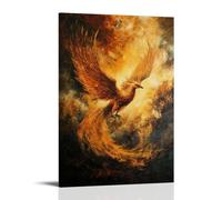 HQYXMSLL Animal Oil Painting A Golden Phoenix Emerges from The Ashes Amid A Dawn of Fire And Rebirth Decorative Modern Mural - Wall Art Hanging Poster 12x18inch(30x45cm)