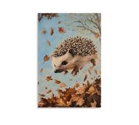 HQYXMSLL Animal Oil Painting- A Hedgehog Diving Headfirst Into A Leaf Pile during A Backyard Acrobatics Contest Decorative Modern Mural - Wall Art Hanging Poster 08x12inch(20x30cm)