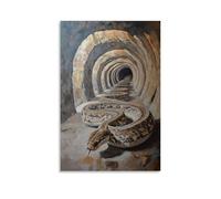HQYXMSLL Animal Oil Painting- A Snake Navigating A Multi-lane Parkour Tunnel, Twisting through Turns Decorative Modern Mural - Wall Art Hanging Poster 24x36inch(60x90cm)