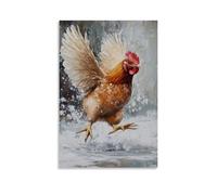 HQYXMSLL Animal Oil Painting of A Chicken Curling on An Icy Rink, Sweeping Wildly with Wing. Decorative Modern Mural - Wall Art Hanging Poster 12x18inch(30x45cm)