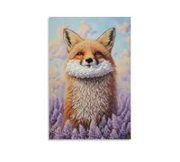 HQYXMSLL Animal Oil Painting of A Fox Posing Proudly with Toothpaste Foam Shaped Into A Beard Under A Lavender Sky. Decorative Modern Mural - Wall Art Hanging Poster 20x30inch(50x75cm)