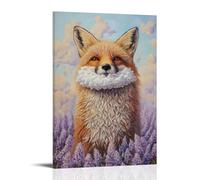 HQYXMSLL Animal Oil Painting of A Fox Posing Proudly with Toothpaste Foam Shaped Into A Beard Under A Lavender Sky. Decorative Modern Mural - Wall Art Hanging Poster 24x36inch(60x90cm)