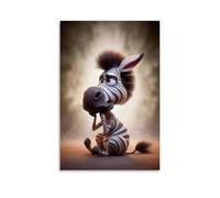 HQYXMSLL Animal with Zebra Striped Clothes Sitting in Dusty Floor Decorative Modern Mural - Wall Art Hanging Poster 24x36inch(60x90cm)