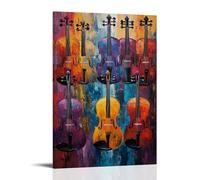 HQYXMSLL Musical Instruments Oil Painting- A Vibrant Symphony of Colors Bringing Classical Violins to Life on Canvas Decorative Modern Mural - Wall Art Hanging Poster 20x30inch(50x75cm)