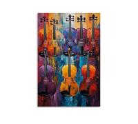 HQYXMSLL Musical Instruments Oil Painting- A Vibrant Symphony of Colors Bringing Classical Violins to Life on Canvas Decorative Modern Mural - Wall Art Hanging Poster 08x12inch(20x30cm)
