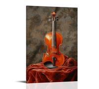 HQYXMSLL Musical Instruments Oil Painting- Elegant Violin on Velvet - A Study in Light And Texture Decorative Modern Mural - Wall Art Hanging Poster 12x18inch(30x45cm)