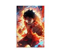 HQYXMSLL One Piece Luffy's Red - Flame Frenzy Decorative Modern Mural - Wall Art Hanging Poster 12x18inch(30x45cm)
