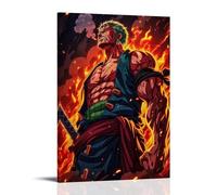 HQYXMSLL One Piece Zoro's Flame - Prison Dominant Blade Decorative Modern Mural - Wall Art Hanging Poster 16x24inch(40x60cm)