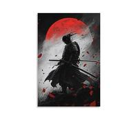 HQYXMSLL Samurai- Shadow And Steel in Moonlit Battle Decorative Modern Mural - Wall Art Hanging Poster 12x18inch(30x45cm)