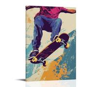 HQYXMSLL Sports Poster - Skateboarding- Retro 90s Street Vibe in Pop Art Decorative Modern Mural - Wall Art Hanging Poster 12x18inch(30x45cm)