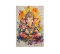 HQYXMSLL Vibrant Watercolor Ganesha Painting for Peaceful And Cozy Interiors Decorative Modern Mural - Wall Art Hanging Poster 16x24inch(40x60cm)