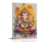 HQYXMSLL Vibrant Watercolor Ganesha Painting for Peaceful And Cozy Interiors Decorative Modern Mural - Wall Art Hanging Poster 12x18inch(30x45cm)