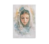 HQYXMSLL Virgin Mary Wall Art- Watercolor Madonna in Scandinavian Pastel Tones Decorative Modern Mural - Wall Art Hanging Poster 12x18inch(30x45cm)
