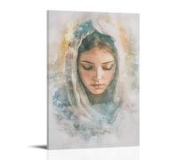 HQYXMSLL Virgin Mary Wall Art- Watercolor Madonna in Scandinavian Pastel Tones Decorative Modern Mural - Wall Art Hanging Poster 12x18inch(30x45cm)