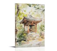 HQYXMSLL Watercolor Taoist Shrine Sketch for Peaceful Home Spaces Decorative Modern Mural - Wall Art Hanging Poster 20x30inch(50x75cm)