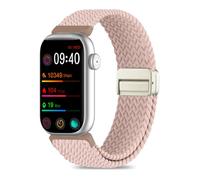 HQzon 16mm Nylon Band Compatible with FITVII HM08/MorePro HM08, Magnetic Buckle Braided Strap Compatible with FITVII Amzhero-Runfit D26/KALINCO, Rose Pink