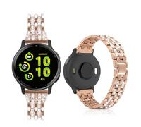 HQzon 20mm Bling Metal Compatible with Garmin Vivoactive 6 Watch Bands/5/3/3 Music/Venu Sq 2/Forerunner 55/165/245/645,Metal Rhinestone Bling Bracelet Wristband for Women Men