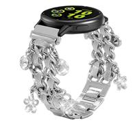 HQzon 20mm Stylish Metal Band Compatible with Garmin Vivoactive 5 / Vivoactive 3,Flower Pretty Chain Strap Compatible with Garmin Venu Sq/Venu Sq 2/Venu 2 Plus/Venu for Women