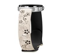 HQzon 22mm Floral Engraved Silicone Watch Bands Compatible with Samsung Galaxy Watch 8/8 Classic 40mm/44mm/46mm,Soft Silicone Cute Two-Tone Flower Sport Bands for Galaxy Watch 8/8 Classic