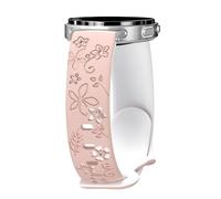 HQzon 22mm Floral Engraved Silicone Watch Bands Compatible with Samsung Galaxy Watch 8/8 Classic 40mm/44mm/46mm,Soft Silicone Cute Two-Tone Flower Sport Bands for Galaxy Watch 8/8 Classic