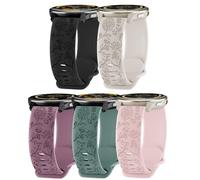 HQzon 5 Pack 22mm Floral Engraved Watch Bands Compatible with Garmin Venu 4 Watch Band 45mm/Venu 3/Venu 2/Vivoactive 4 /Forerunner 265/255/255 Music,Soft Silicone Sport Straps for Women Men