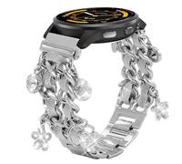 HQzon Stylish Metal Band Compatible with Garmin Vivoactive 4S/Venu 4 41mm/Venu 2S/Venu 3S/Vivomove 3S, Pretty Chain Strap with Garmin Watch Accessories Charms for Garmin Forerunner 255S/265S