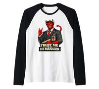HR Devil | Protest Humor Satan No Corporate Greed Raglan Baseball Tee