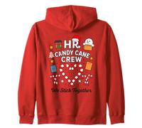 HR Human Resources Candy Cane Crew We Stick Together Xmas Zip Hoodie
