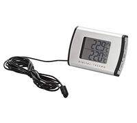 hr-imotion 10110301 Digital Thermometer for Indoor and Outdoor Temperature with Time I Includes Battery I - 50 °C to + 70 °C I 3 m Cable for Outdoor Sensor I Self-Adhesive
