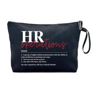 HR Operations Definition Funny Human Resources Cosmetic Bag, Canvas Toiletry Storage Pouch Travel Zipper Makeup Bag, Gifts for Coworkers Boss HR Director Leader Mentor Manager Employee Friends Sister