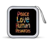 HR Peace Love Human Resources Portable CD Case Holder 48 Capacity Travel DVD Storage Boxs Wallet Bag
