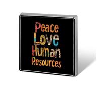 HR Peace Love Human Resources Square Brooch Metal Pin Badges Fashion Lapel Pins Jewellery Unisex