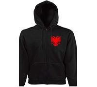 HR-WERBEDESIGN Albania Jacket Albania Shqipëria Hooded Sweater Albania Kosovo Koy, black, L