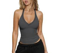Hragc Womens Tank Tops Summer V Neck Workout Racerback Yoga Gym Exercise Tank Tops, Dark Grey, M