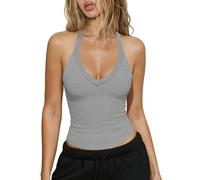 Hragc Womens Tank Tops Summer V Neck Workout Racerback Yoga Gym Exercise Tank Tops, Grey, M