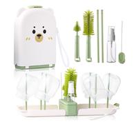 Hranio Baby Bottle Brushes for Cleaning Baby Bottle Cleaner Brush Travel Steriliser for Baby Travel Essentials with Silicone Bottle/Nipple/Straw Brush Soap Dispenser Drying Rack for Baby Travel