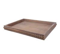 Hrastany Wood Decorative Tray, Distressed Outdoor Serving Tray with Wooden Bead for Ottoman, Coffee Table, Entertaining, Home Decor, Rectangular 15.7”*11.8”*1.57” (Retro Brown)