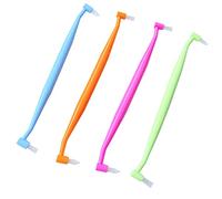 HRASY Orthodontic Toothbrush Double-Ended Interspace Brush Tiny Small Soft Trim Head and Flat Head End Tuft Toothbrush for Braces and Teeth Detail Cleaning, 4 Pieces (4 Colors B)