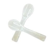 HRASY Pack of 2 Handmade Caviar Spoons Mother of Pearl MOP Caviar Spoon W Round Handle 3.7 Inches, White