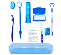 HRASY Portable Orthodontic Oral Care Kit for Braces - Interdental Brush Dental Wax Dental Floss Toothbrush Cleaning Kit(Blue)