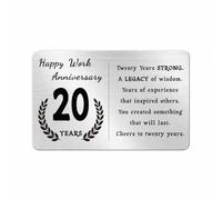 Hratonn 20 Year Work Gifts, Anniversary Wallet Card, Boss to Employee Gift | 20 Year Work Anniversary Card, Manager to Employee Appreciation Gift, Two Decades of Service, Legacy of Wisdom Wallet Card