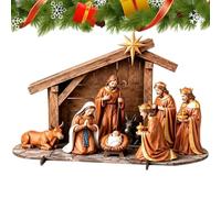 Hravox Xm.as Nativity Decoration Desktop Ornament Christmas Crib Nativity | Nativity Scene Sets, Tabletop Nativity Figures Christmas Decor, Shelf Mantel Display, Religious Gift For Mum Grandma