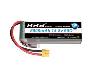 HRB 14.8V 6000mAh 4S Lipo Battery Pack 50C with XT60 Plug for RC Airplane, RC Helicopter, RC Car, RC Truck, RC Boat