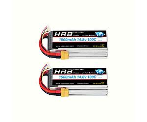 HRB 1500mAh 14.8V 100C 4S Lipo Battery Pack with XT60 Plug for UAV Drone FPV Race RC Quadcopter (2 Pack)
