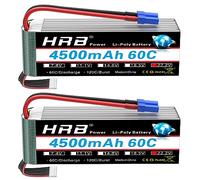 HRB 22.2 V 4500 mAh 60C with EC5 Plug Lipo Battery for RC Car Aeroplane Buggy Helicopter Truck Hobby (Pack of 2)